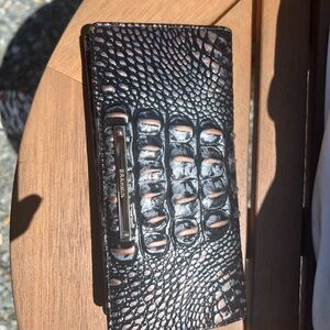 Brahmin Black and Brown Embossed Card Holder